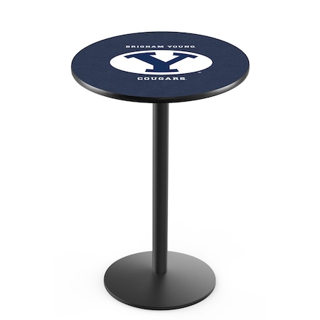 42 Blk Wrinkle Brigham Young Pub Table,36 Dia. Top